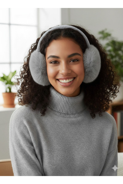 Kervan Pazar سماعات رأس قابلة للطي من الفرو الناعم