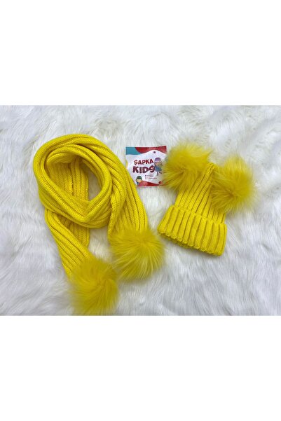 ŞAPKAKİDS Knitwear Scarf Beanie Set