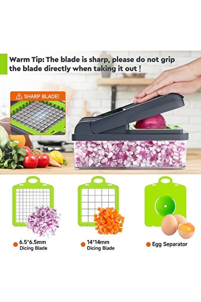 Hope مفرمة خضراوات ١١ في ١ - مفرمة طعام متعددة الشفرات، مبشرة جبن ومجموعة أدوات مطبخ