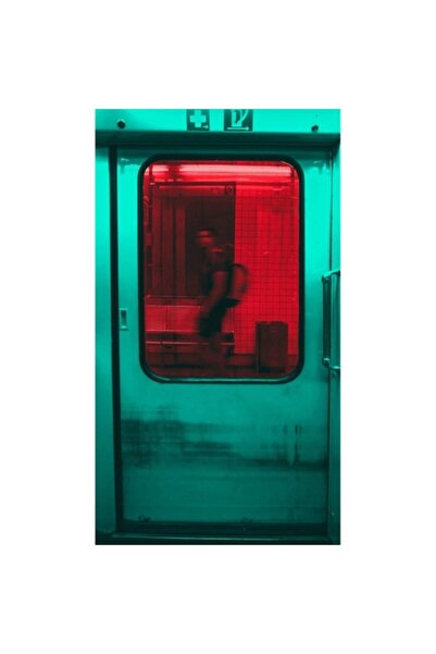 OEM Pictură pe pânză - Ușă de metrou Cyberpunk Roșie și Verde, 60 x 60 cm