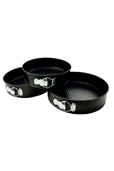 JHTshop Set of 3 cake and pastry pans, carbon steel, removable edge, black