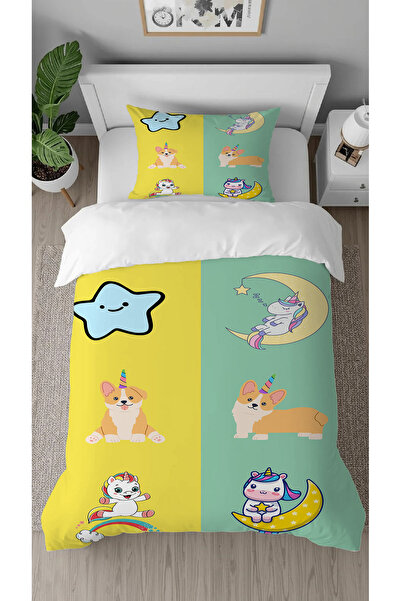 GREENDECOR طقم غطاء لحاف فردي بتصميم خاص مطبوع رقميًا بنمط نجم البحر والمحيط ...