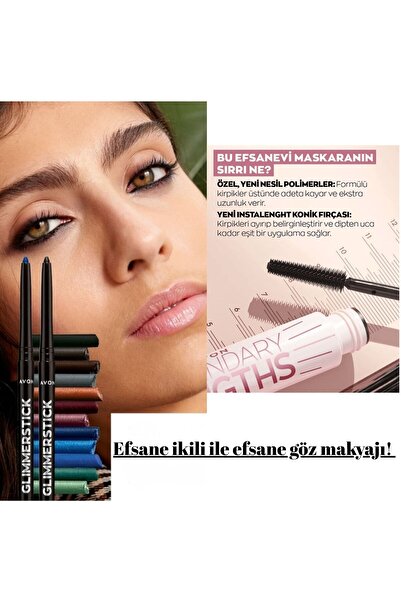 AVON Legendary Lengths Maskara Glimmersticks Blackest Black Göz Kalemi Seti