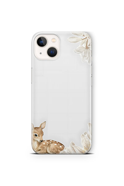 FLAMENKO iPhone 15 Plus Uyumlu Yavru Geyik Desenli Şeffaf Telefon Kılıfı
