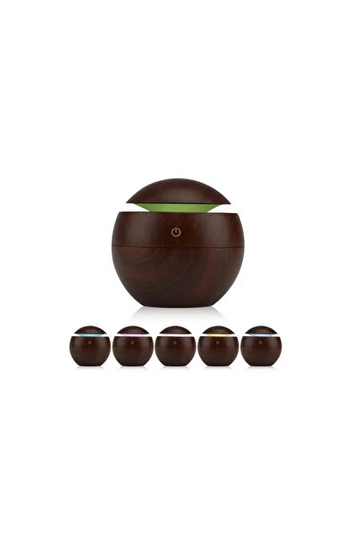 Tiessa Aromatherapy Diffuser, ultrasonic, LED humidifier, 130 ml, round, dark oak