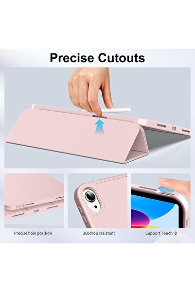 Generic حافظة لجهاز iPad الجيل العاشر 10.9 بوصة (2022) مع حامل قلم - وردي فاتح