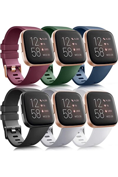 AK 6-Pack Soft Silicone Replacement Sports Bands for Fitbit Versa / Versa 2 /...
