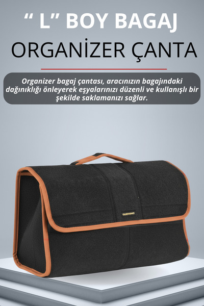 stiloto Büyük Boy Cırtlı Keçe Kumaş Oto Bagaj Çantası | Geniş Hacimli,Dayanık...