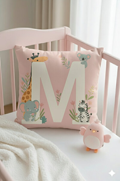 ALAMODECOR Κάλυμμα μονού μαξιλαριού για κορίτσια, διπλής όψης, ψηφιακό, με τύπωμα ροζ χρώματα, γράμμα Μ