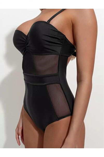 embody One-piece swimsuit, modelling effect, mesh front, Eternity, black