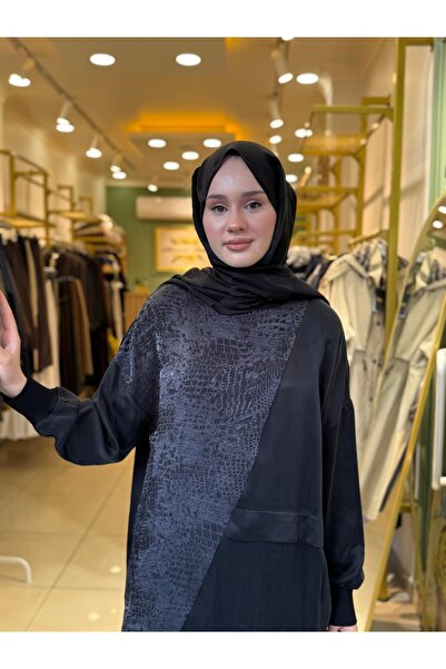 Nuss 3005 Jacquard Patterned Asymmetrical Cupra Tunic