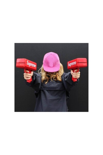 OEM Supreme Fun money device for parties, bills included, battery-powered, red