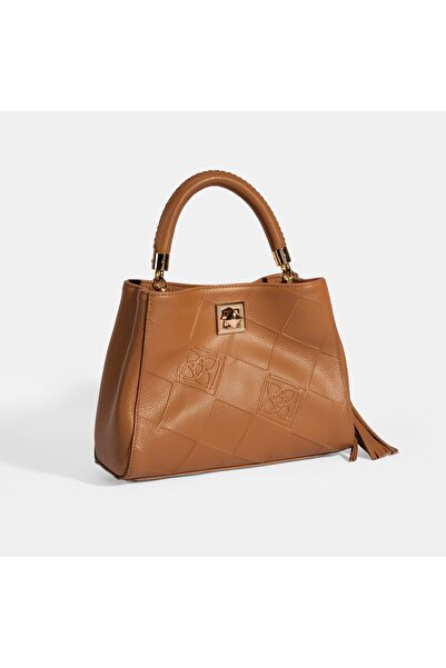 Desa Women's Brown Tassel Accessory Leather Handbag