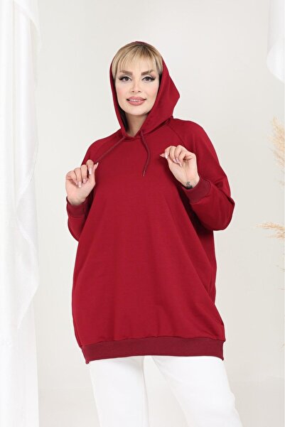EMEZ Bordo kapşonlu sweatshirt