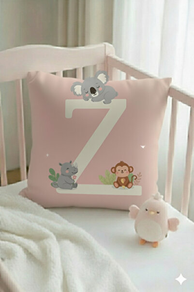 ALAMODECOR Husă pentru pernă pentru cameră pentru fete, cu două fețe, digitală, cu imprimeu de culori roz, litera Z