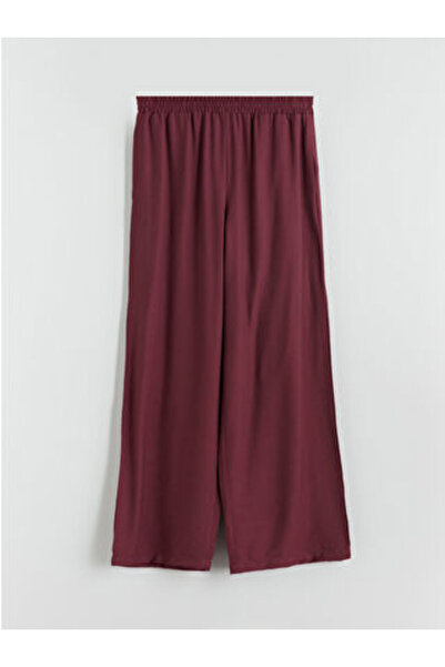 LC Waikiki M1 Season Plum Elastic Waist Wide Leg Women's Trousers