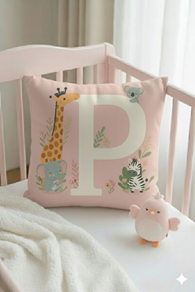 ALAMODECOR Husă pentru pernă pentru cameră pentru fete, cu două fețe, digitală, cu imprimeu de culori roz, litera A