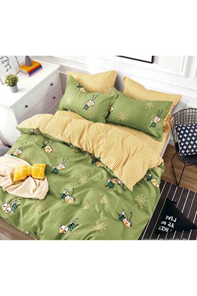 OEM Lenjerie de Pat Dublu, Cearceaf cu Elastic Țesătură tip Finet, 6 piese