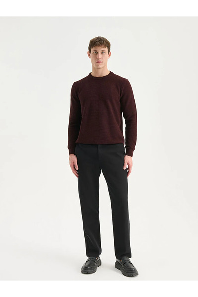 LC Waikiki Ανδρικό πλεκτό πουλόβερ LCW Vision με λαιμόκοψη με καρό σχέδιο