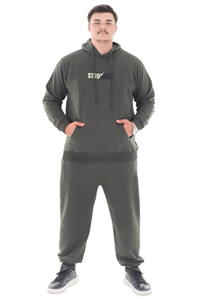 marufshop Ανδρικό σετ φόρμας με κουκούλα με 2 κλωστές, μεγάλο μέγεθος, κατάλληλο για βάρος έως 154 λίβρες