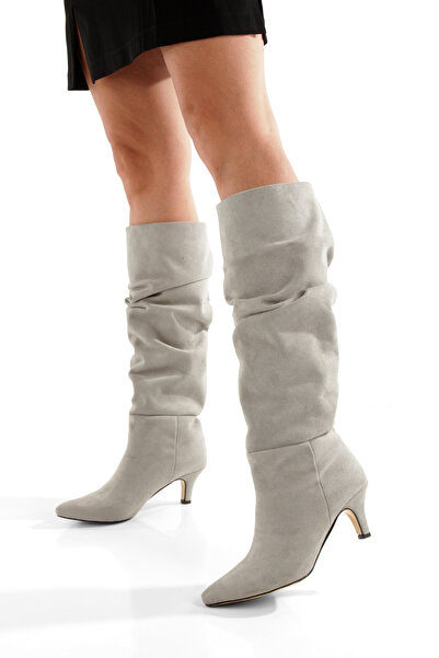 Ayakkabı Podyumum حذاء '' EGE '' من الجلد السويدي ذو مقدمة مدببة وكعب رفيع 5 ...