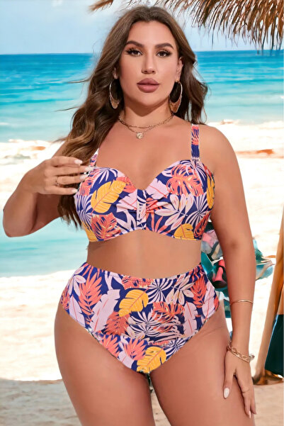 embody Two-piece swimsuit, large size, floral print, multicoloured, exotic Flower