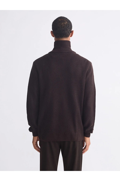 LC Waikiki LCW Vision Kahverengi Fermuarlı Dik Yaka Erkek Triko Kazak