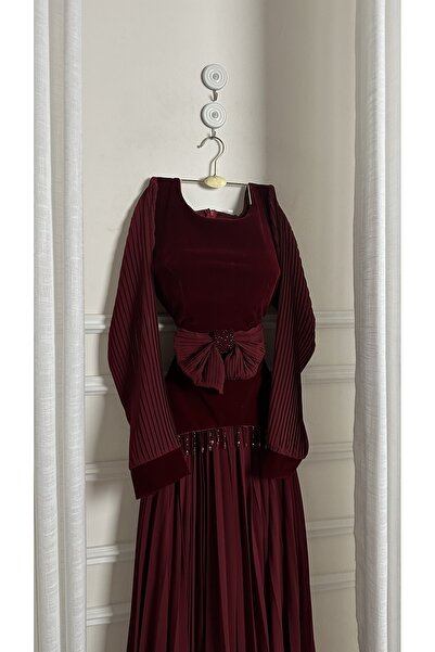 EVENTTANA Eventana chiffon dress with a sheer bodice and crystal fringes