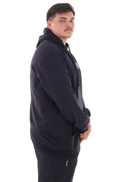 marufshop Мъжки комплект спортен екип с качулка, размер плюс, до 154 кг, 2-слоен