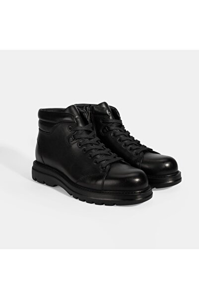 Desa Men's Black Lace-Up Leather Boots