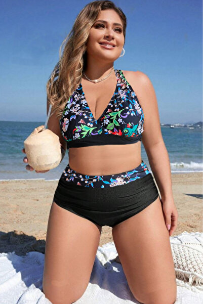 embody Costum de baie pentru femei, 2 piese, mărime mare, negru, Coconut 5001