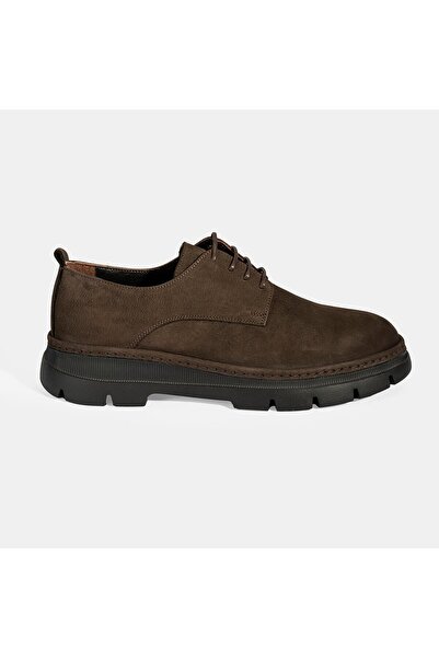 Desa Men's Brown Lace-Up Nubuck Leather Shoes