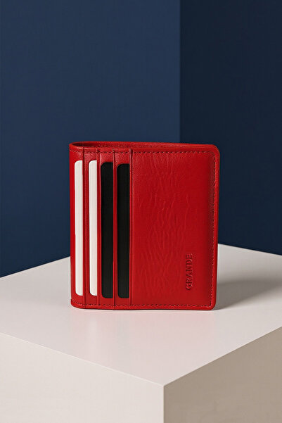 Grande Genuine Leather Red Card Holder – Slim and Stylish Design