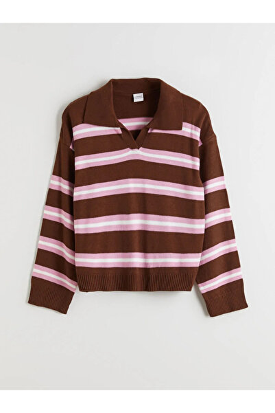 LC Waikiki Lcw kids brown polo neck girl's knit sweater