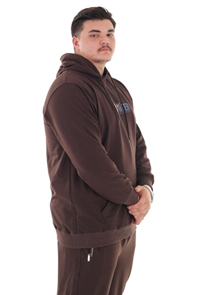 marufshop Men's Plus Size Hooded Sweatsuit Set with 2 Strands of Yarn Suitable for up to 154 Kilograms