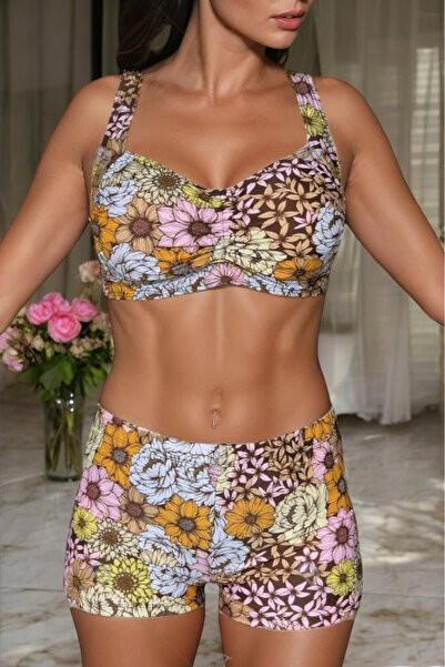 embody Costum de baie din două piese, pantaloni scurți, sutien bustier, impri...