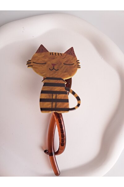 BHR AKSESUAR مشبك شعر كبير الحجم بتصميم قطة لطيفة (10 سم)