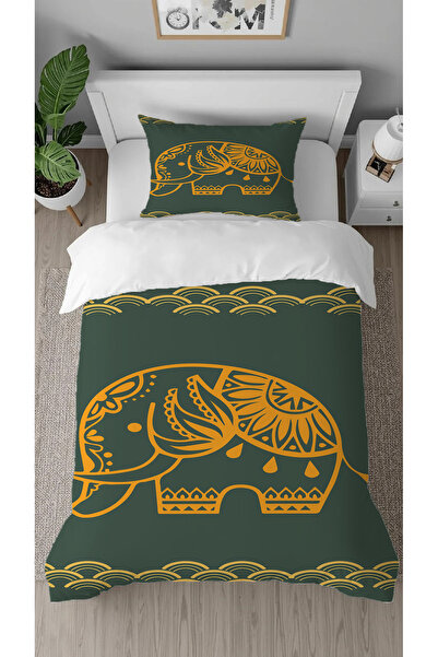 GREENDECOR Fil Authentic African Anatolian Motif Patterned Printed Special Design Single Duvet Cover Set Without Sheets