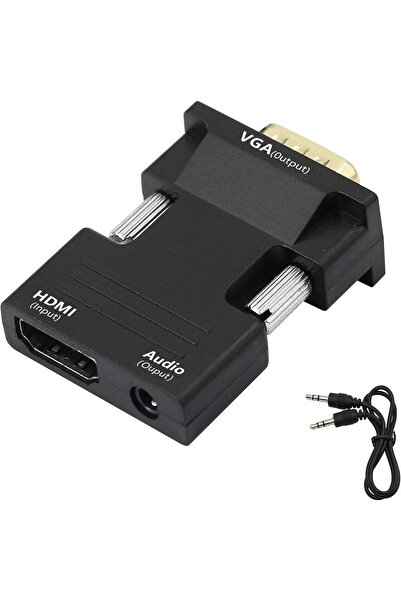 Anunnaki Ses Destekli HDMI (Dişi) to VGA (Erkek) Video Çevirici Dönüştürücü Aux Ses Kablolu