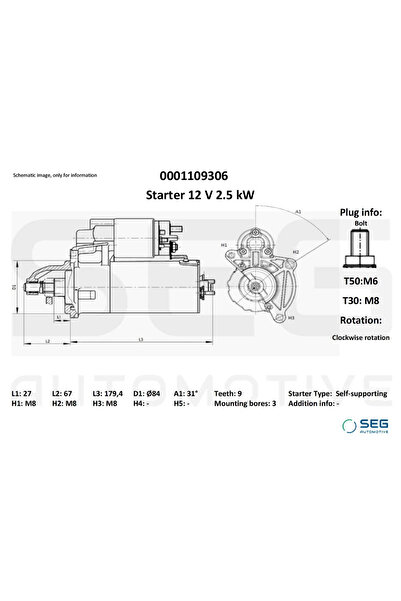 SEG Automotive Starter Daihatsu Rocky Hard Top Iveco Daily 3 Caroserie/Daily ...