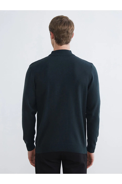 LC Waikiki Ανδρικό πλεκτό πουλόβερ SOUTHBLUE με μισό ζιβάγκο πράσινο χρώμα