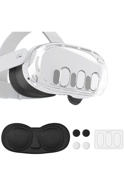 Generic lasuroa VR Accessories for Meta Quest 3 — Protective Case, Tempered Glass Lens Protectors & Contro