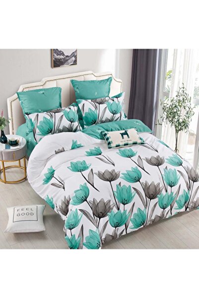 OEM Lenjerie de Pat Dublu, Cearceaf cu Elastic Țesătură tip Finet, 6 piese