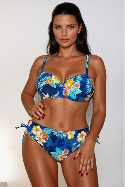 embody Costum de baie din două piese, mărime mare, imprimeu floral, albastru, Lori 5003