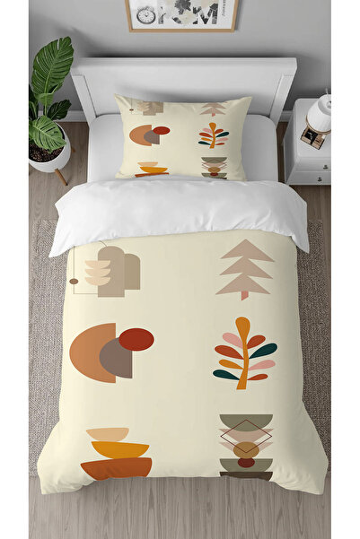 GREENDECOR Geometric Line Leaf Pattern Printed Special Design Single Stylish Duvet Cover Set Without Sheets