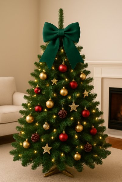 hobizer tekstil Christmas New Year Door Decoration Green Bow 40X50 cm