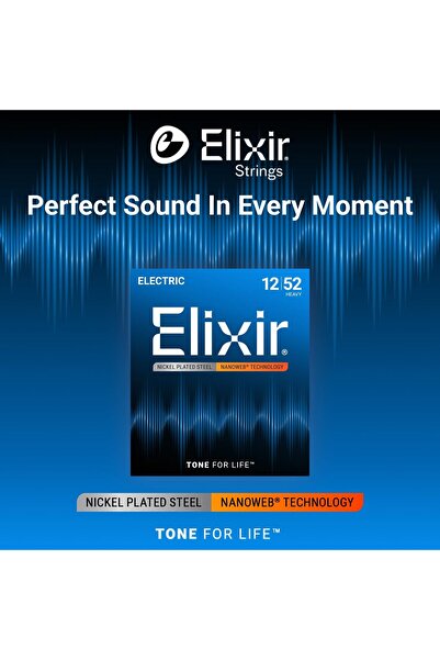 Elixir Nickel-Plated Steel Electric Guitar Strings with NanoWeb Coating, Heavy (12-52), 6-String Set