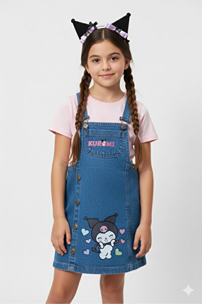 GİRL EMELY KUROMİ KIZ ÇOCUK ASKILI KOT JİLE TAÇLI