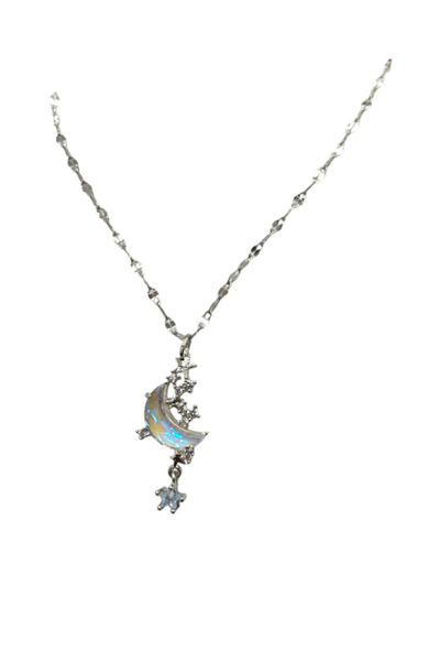 Bluw Jewelry قلادة من الفولاذ بتصميم الهلال والنجمة