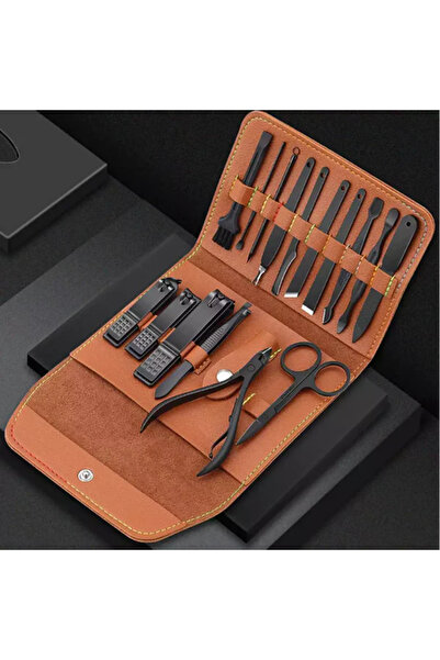 Bella Manicure/Pedicure Kit 16 Pieces, Storage Bag, Matte Black, Stainless Steel